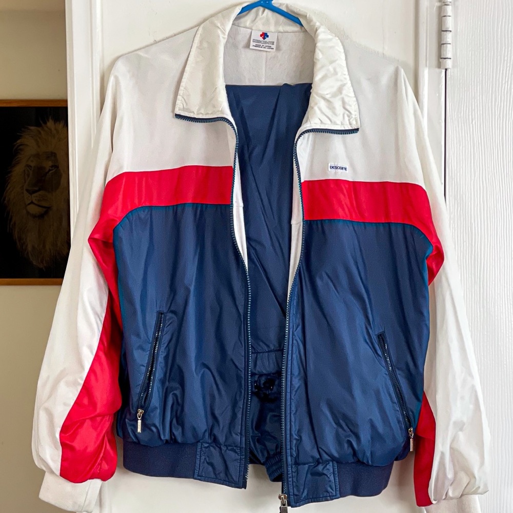Vintage 1990's Descentr Red White and Blue Colorblock Jacket Tracksuit